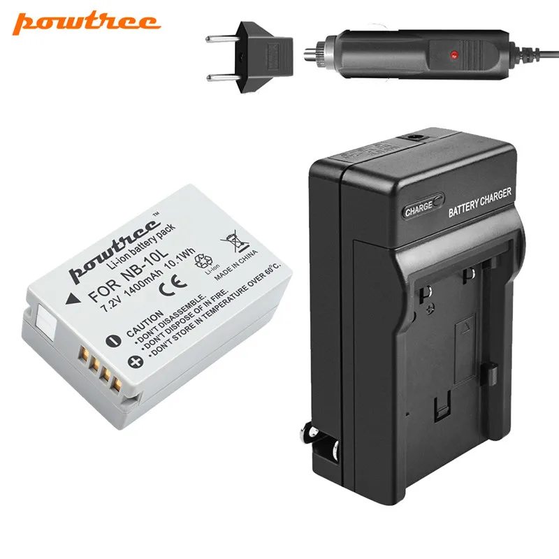 Powtree для Canon NB-10L NB 10L батарея+ Автомобильное зарядное устройство для PowerShot G15 G16 SX40 SX60 CB-2LCE аккумуляторная батарея