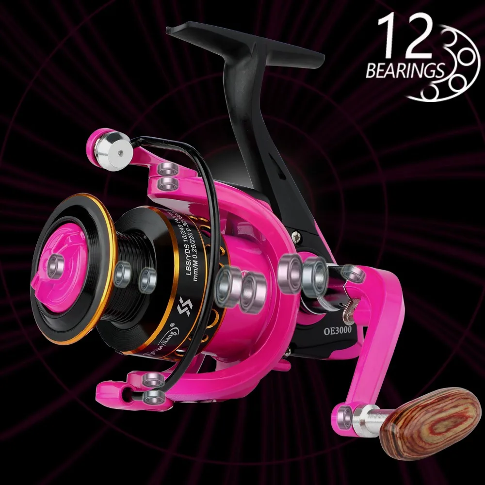 kuifa Spinning Fishing Reels with Left/Right Interchangeable Collapsible  Wood Handle Powerful Metal Body 5.2:1 Gear Ratio Smooth 13BB CNC Aluminum