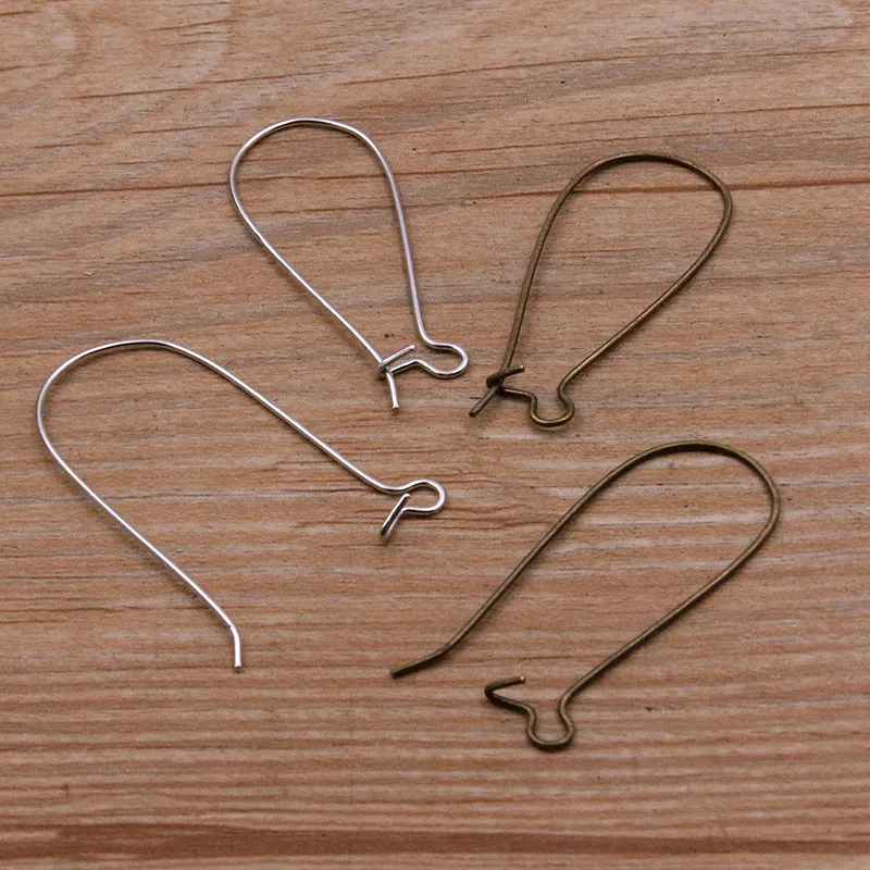 200pcs Kidney Ear Wires U-shaped Earring Hooks Earring Components for Long Dangle Earrings Jewelry Makings Silver and Gold DIY Earring Findings