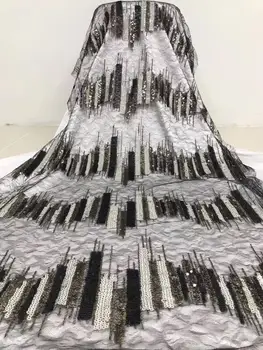 

Hot Sale African Sequins Lace Fabric High Quality 2020 Nigerian Wedding Party Dress For Tulle Sequins Lace Fabric