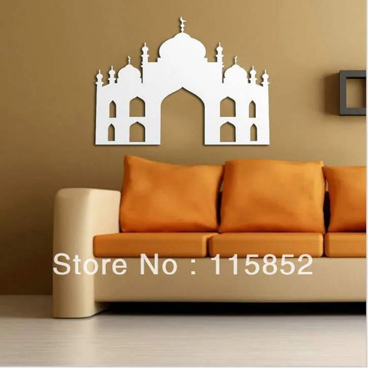 DCTAL Arabic Palace Calligraphy Islam Vinyl Wall Decal Muslim Mosque Mural Art Wall Sticker Living Room Home Decoration