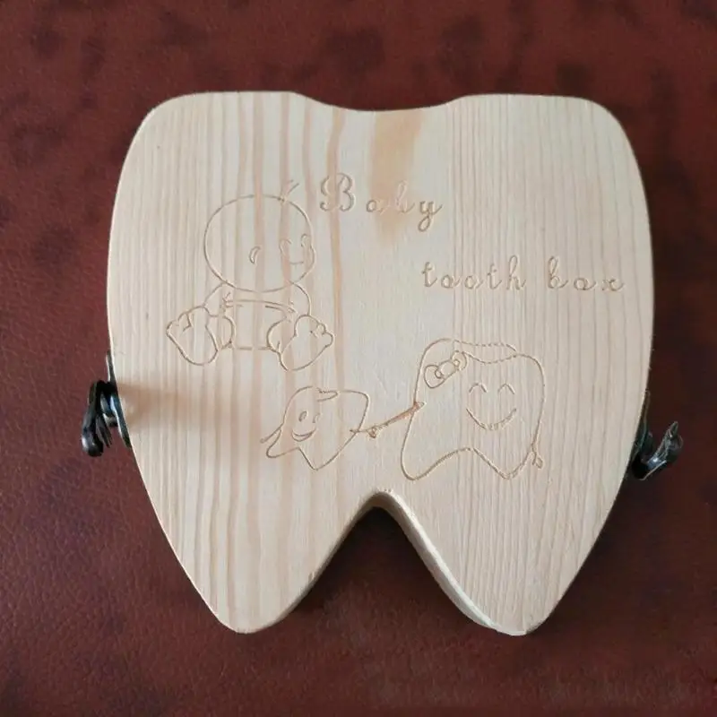 Деревянная коробочка для молочных зубов малыш пупочной Lanugo Keepsakes чехол для хранения Английский-Typ