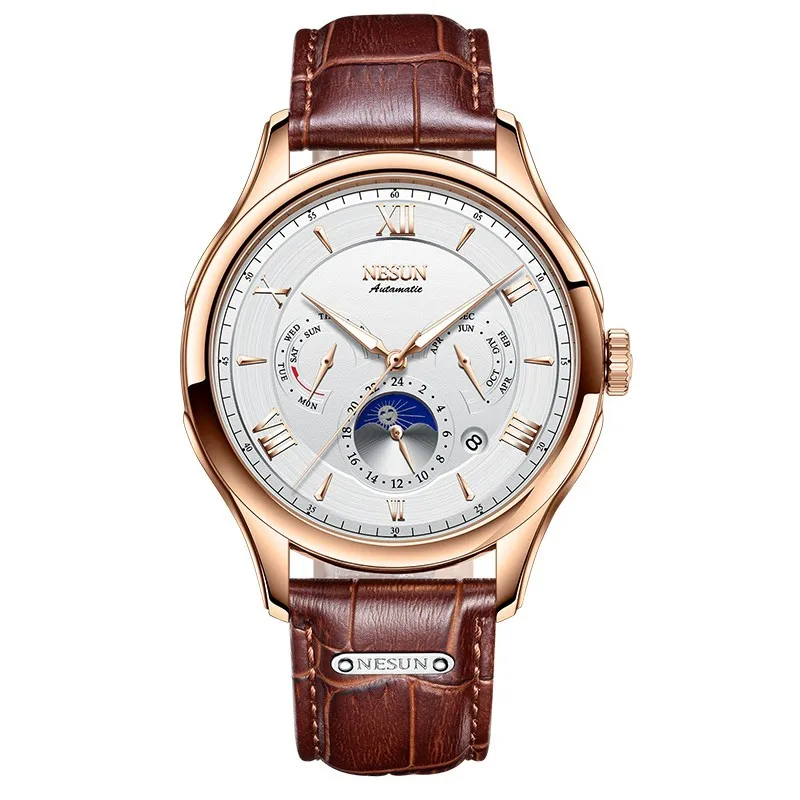 Switzerland NESUN автоматические механические часы мужские Moon Phase часы люксовый бренд светящиеся стрелки сапфир водопроор N9030