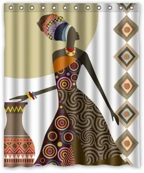 

Classical African Women Shower Curtain Washable Waterproof Durable Polyester Fabric Shower Curtain Set