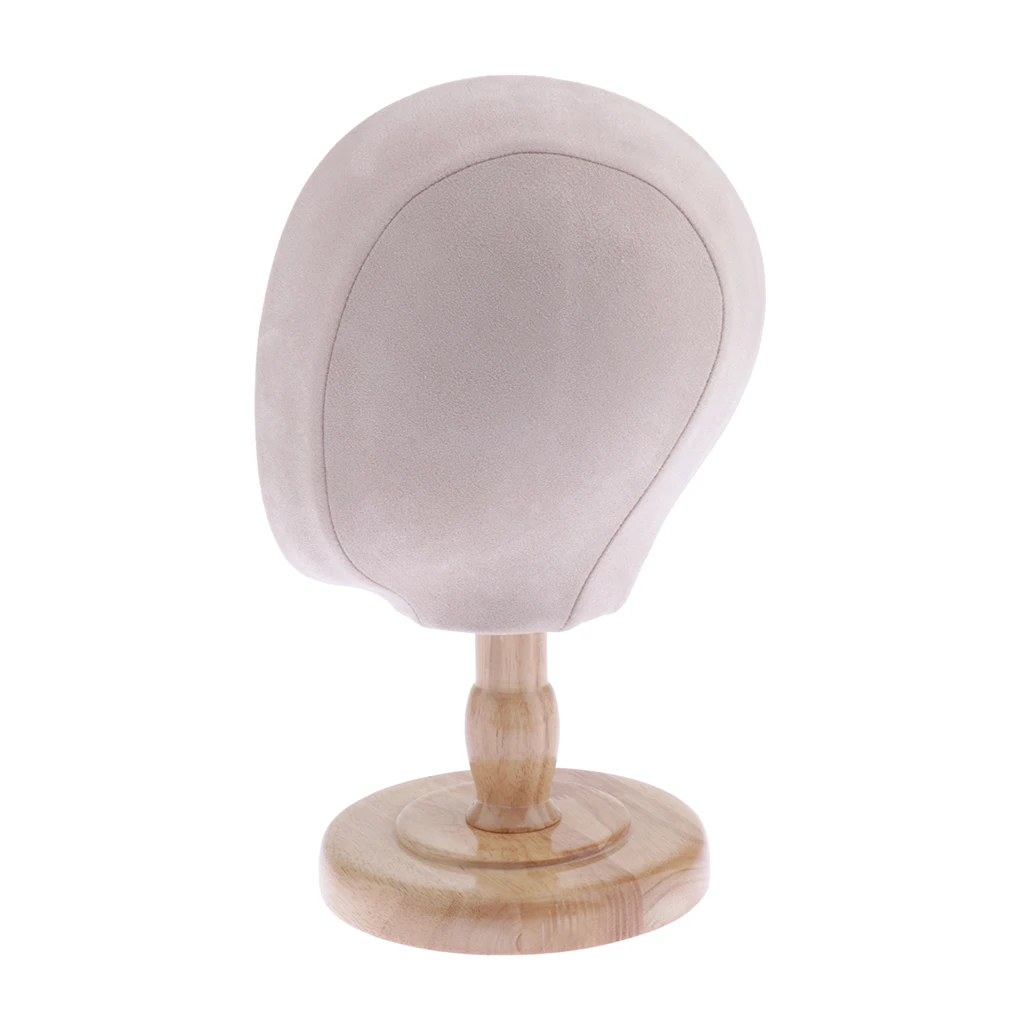 Cork Flocking Cloth Head Mannequin Manikin Wig Making Hat Display Styling with Wooden Stand - Beige | Шиньоны и парики