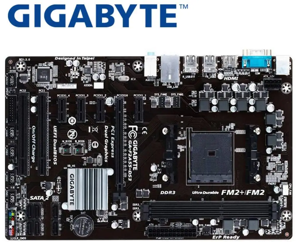Gigabyte ga-f2a55-ds3 материнская плата DDR3 FM2 F2A55-DS3 интегрированной графикой desktop