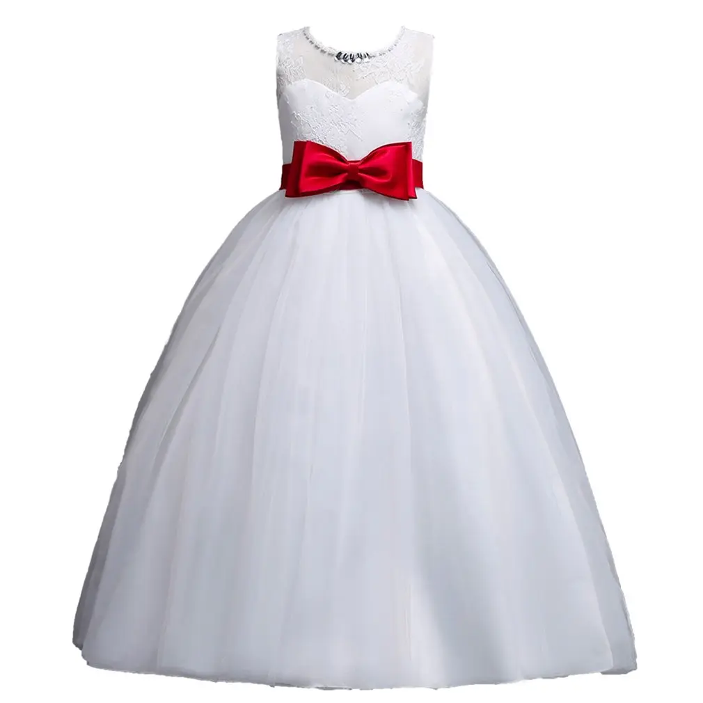 

Fashionable Baby Girls Princess Lace Dress Clothes Printed Princess Baby Girl Party Wedding Dress Princess Bowknot Dress