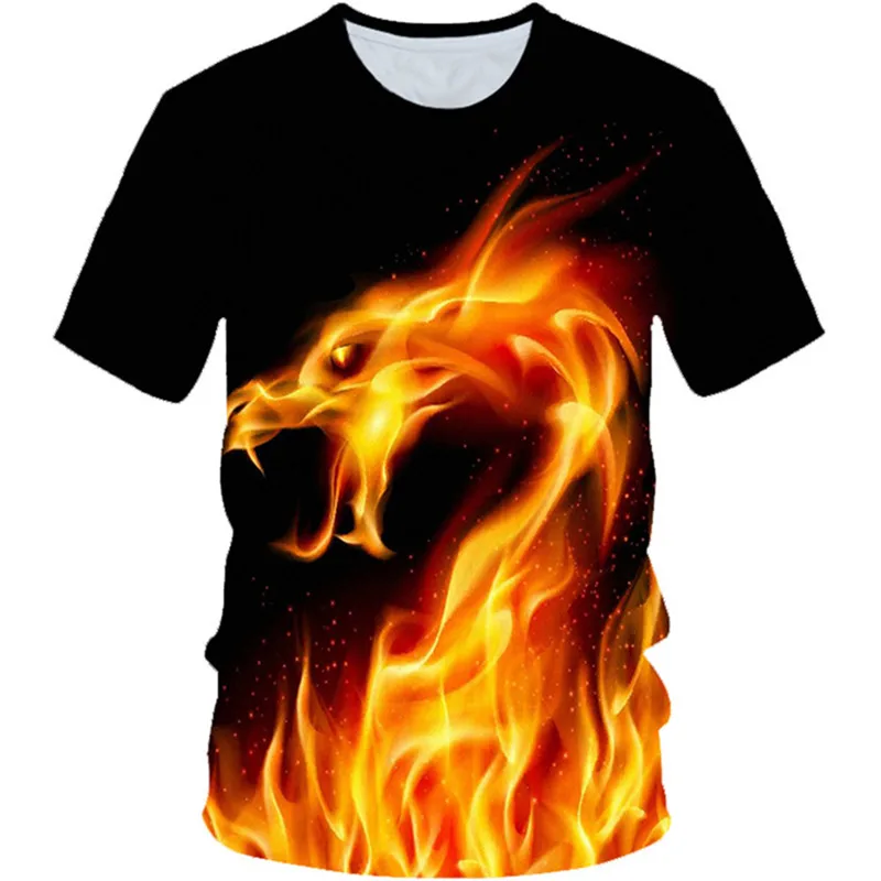 Детская 3D футболка с рисунком огня дракона животного кошки галактики кота