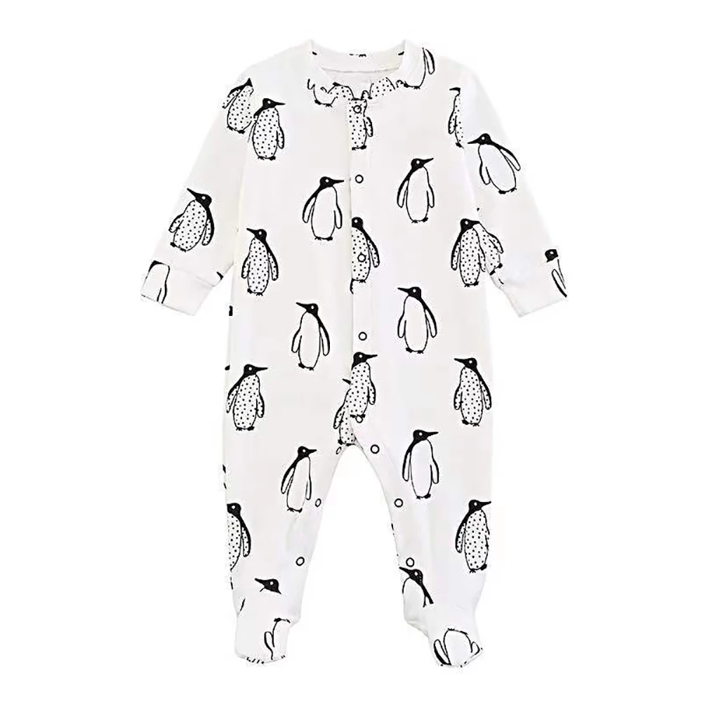 Newborn Cotton Pajamas For Boys Girls Long Sleeve Footed Sleepsuit