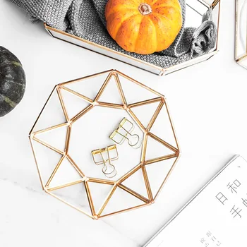 

Desktop Storage Decorative Plate Gold Rimmed Glass Storage Tray Nordic Gold Jewelry Plate Home Decoration Cosmetics Storage Tray
