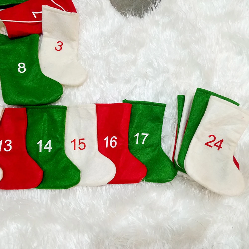 

24PCS Gift Bag Hanging Socks Kids Home Decorations Ornament 24 Days Countdown Advent Calendar DIY Tree Party Christmas Stockings
