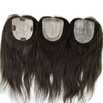 Glue & Tape PU Base Topper 13X12CM Silk Skin Top Toupee for Bald Women Scalp Part 130% Hair Piece Brazilian Virgin Human Hair 1