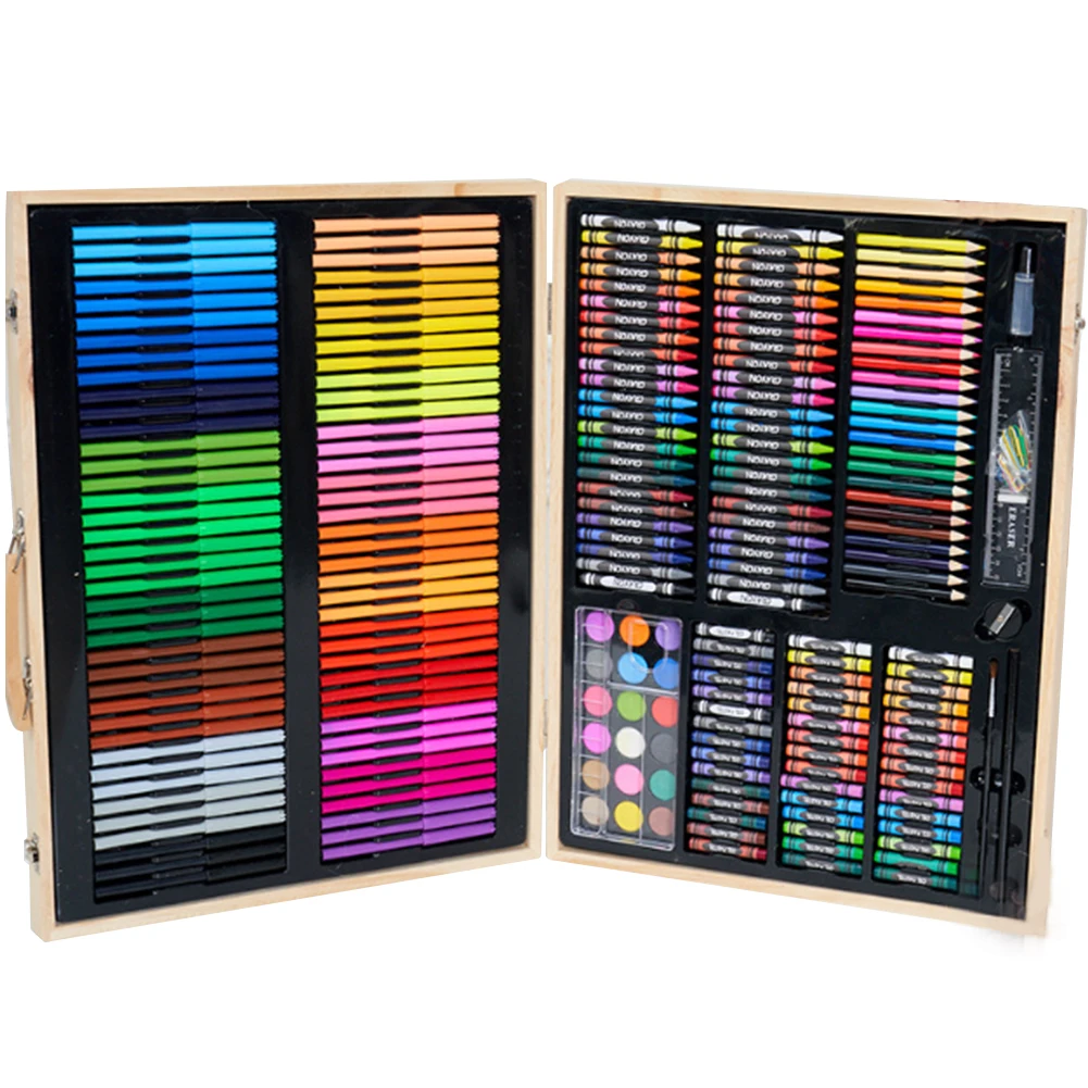 

251PCS/Set Wooden Paints Box Children's Colored Pen Set Washed Colored Pencils Student Drawing Art Accessories
