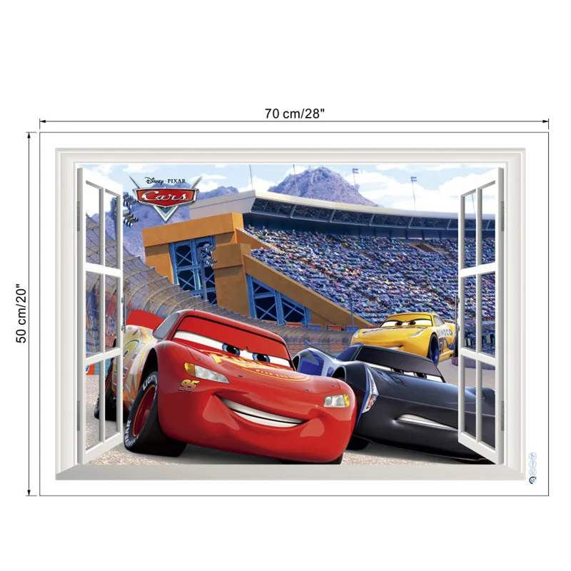 Cartoon cars 2 wall stickers for kid's room kindergarten bedroom living room diy wall decoration  Lightning McQueen stickers