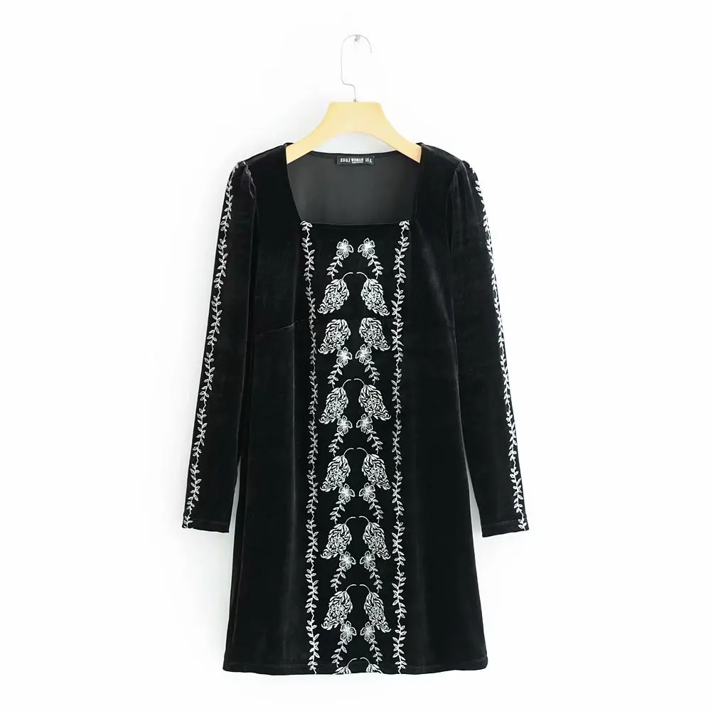 D92-0072 Европа и Америка Ретро черный и белый с рисунком бархат печатных тонкий платье Женские Aliexpress Amazon
