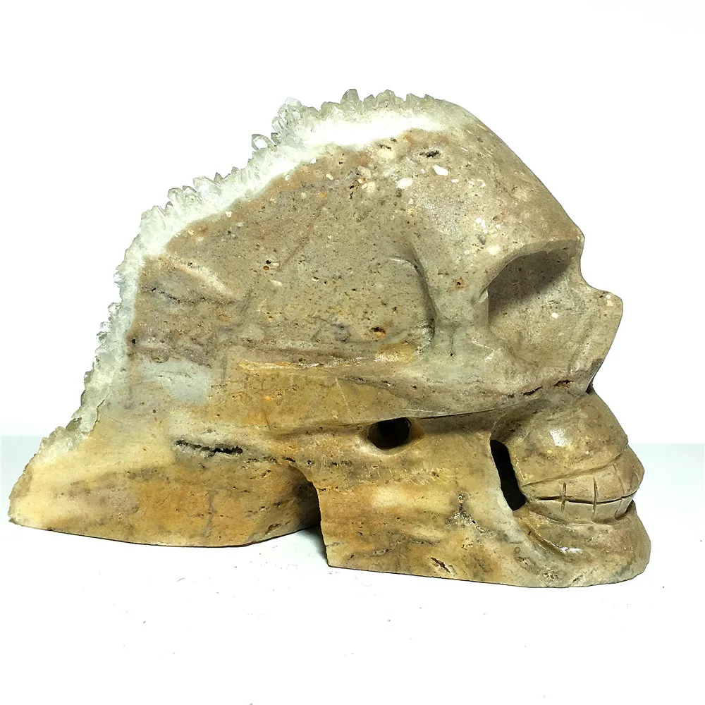 

skull Narural quartz Crystal Stone and craft reiki healing Decorative skull