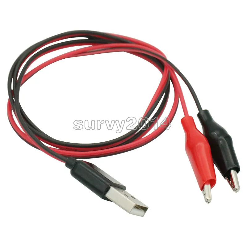 Аллигатор тестовые зажимы зажим к USB Мужской Разъем питания адаптер провода 60 см