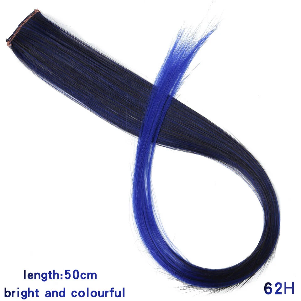 LANLAN, Синтетические длинные прямые волосы, 37 цветов, s50см, шт., синтетические волосы, цветные полоски, один зажим, один кусок, волосы для наращивания - Цвет: CFP-62H
