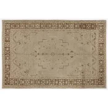 

Handmade Beige Antique Oushak Area Rug 221 X336 Cm-7'3''X11'0''