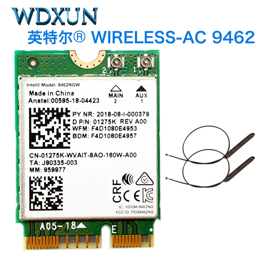 Двухдиапазонный 433 Мбит/с беспроводной Intel AC 9462 9462NGW NGFF ключ E 9462AC 8020.11ac Bluetooth 5,0 Wifi карта ноутбук для Windows 10