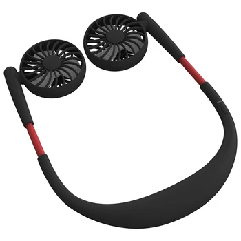 

USB Portable Fan Mini Neck Fan Rechargeable Small Portable Sports Fan Usb Desk Hand Air Conditioner Cooler Black