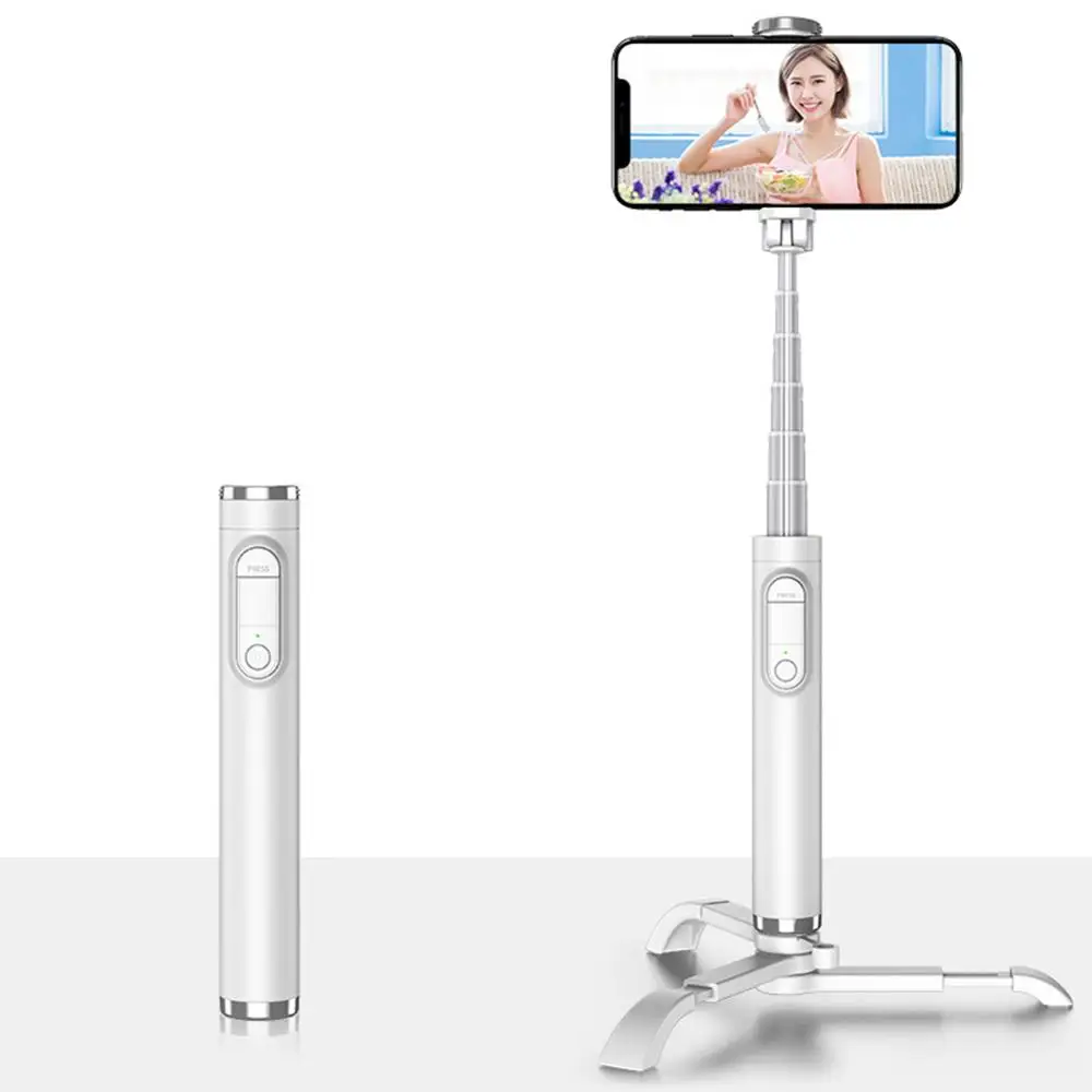 Белый Поворотный мини селфи-Палка с Bluetooth держатель телефона, пульта дистанционного управления Портативный взять селфи портативная плавающая селфи-палка для телефона штатив-Трипод - Цвет: Белый