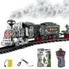 Electric Smoke RC Steam Train Track Simulation Model Remote Control Conveyance Car Rechargeable Set Model Kids Toy 1