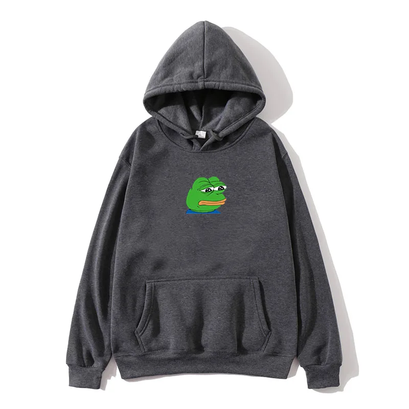 Dark gray Новинка, брендовые модные толстовки, уличная одежда, хип-хоп принт, Sad frog, худи, мужские худи и мужские японские уличные вещи - Цвет: Dark gray