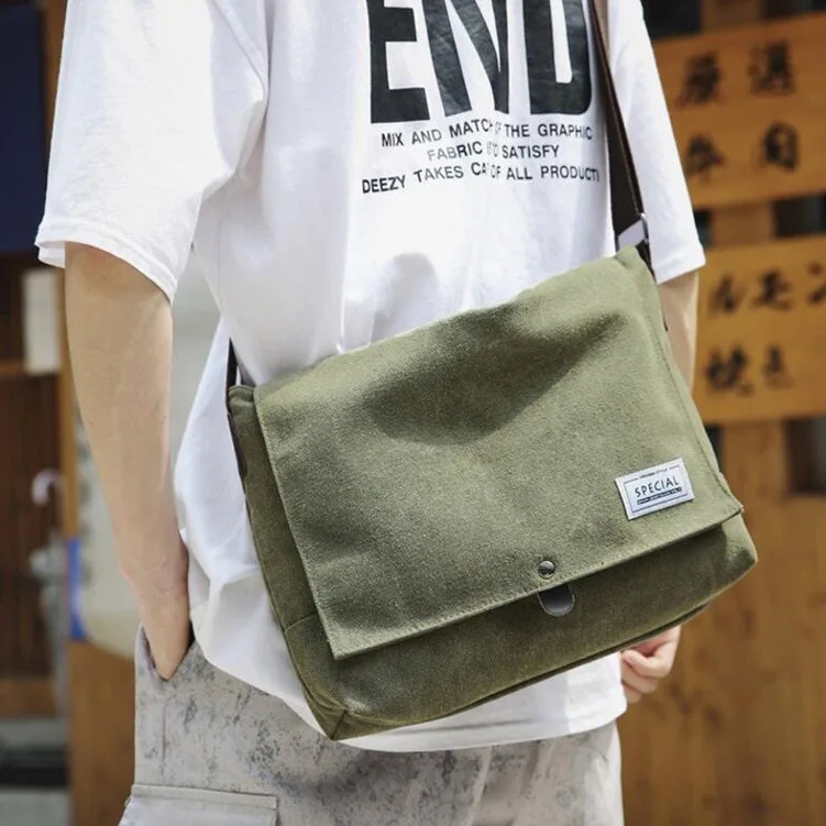 

2019 on New Style Shoulder Bag Japanese Korean Sports Men's Canvas Bag Men's Messenger Bag Computer Bag Single-shoulder Bag