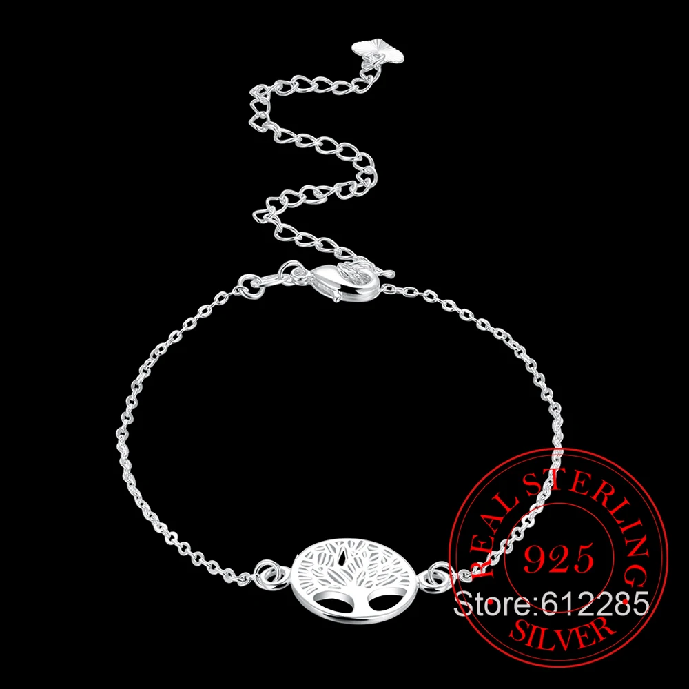 Fashion Beach Vintage 925 Sterling Silver Charm Anklets Jewelry Life Tree Pendant Ankle Bracelets Foot Chain Jewelry anklet bracelets silver anklets ankle chain