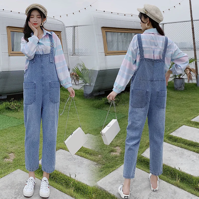 

2020 Spring And Autumn New Style Twill Cowboy Pregnant Women Suspender Strap-Style Base Fashion Mom Trousers Autumn Maternity Pa