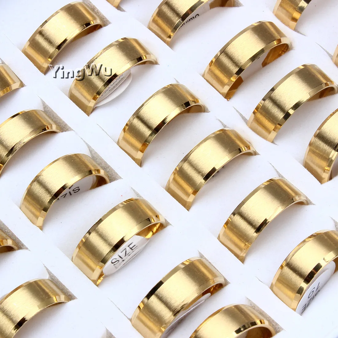 Yingwu 8MM Titanium Steel Gold Classic Ring Women Men Wedding Bands Rings Jewelry 5pcs/lot Drop shipping
