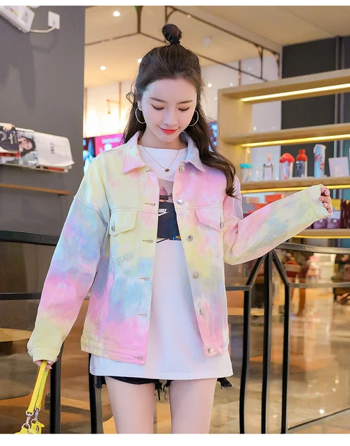 Tie Dye Women's Jean Jacket Rainbow Jean Jacket Tye 