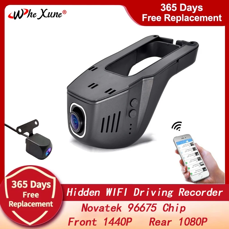 Firstscene 2K Wifi Hidden Wireless Car Dash Cam Camera Dual Lens QHD  Driving Video Recorder Camera