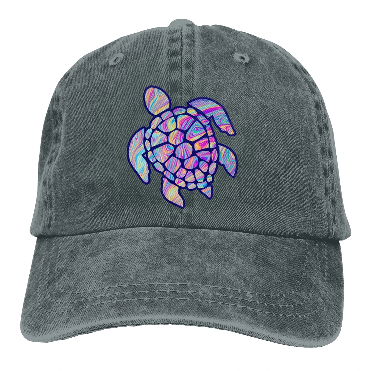 Краситель галстук морская черепаха Casquette черный унисекс Мужские Женские джинсовые бейсболка с ремешком кепки Регулируемый Гольф папа шляпа