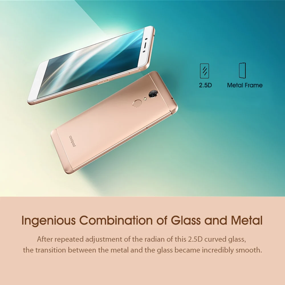 Мобильный телефон Coolpad E2 4G с глобальной версией, 5,0 дюймов, 2 Гб+ 16 ГБ, 8 Мп+ 5 МП, Android 7.1.1, 2500 мАч, разблокированный смартфон с отпечатком пальца