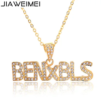 

Fashion Men Women Hip Hop 18K Diamond Necklace Pedant Gold Initial Personalized Custom Name Plate Jewelry 925 Solid Silver