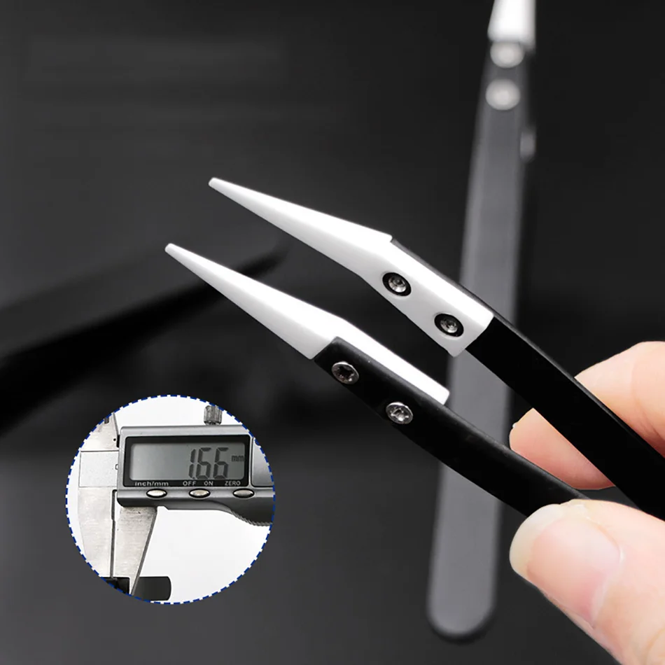 Ceramic Tweezers Head Anti-Static High-Temperature Anti-Corrosion Acid Alkali Resistant Insulated Service Gripper Tool