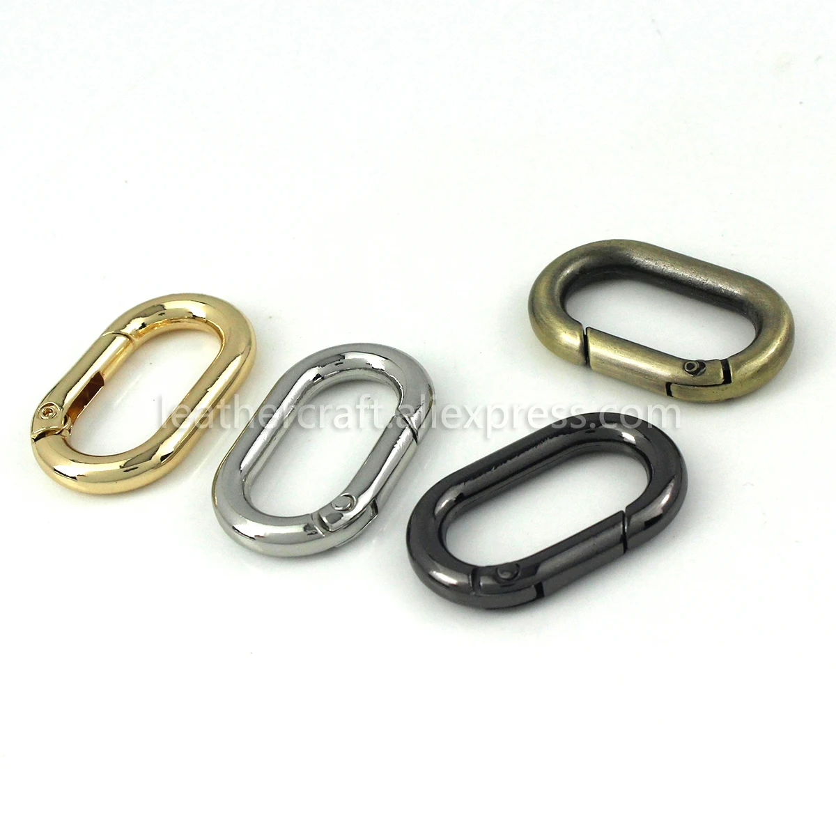 1x Metal Oval Ring Snap Hook Spring Gate Trigger Clasps Clips for Leather Craft Belt Strap Webbing Keychain Hooks