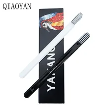 2 шт./компл. минималистский взрослые пары черный, белый цвет Зубная щётка с очень мягкой бамбукового древесного угля щетина для чувствительных десен Уход за полостью рта