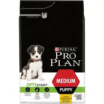 

Сухой корм Purina Pro Plan для щенков средних пород, курица с рисом, пакет, 3 кг