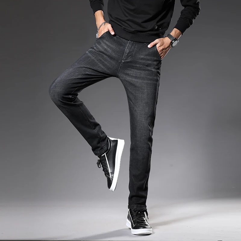 Джинсы Узкие мужские брюки джинсы осенние джинсовые уличные классические брюки джинсы для мужчин Slim Fit Дизайнерские повседневные Прямые MOOWNUC