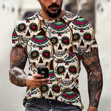 Camiseta con estampado 3D de calavera para hombre y mujer, Camiseta holgada de gran tamaño con personalidad, Hip hop, moda de verano, XXS 6XL