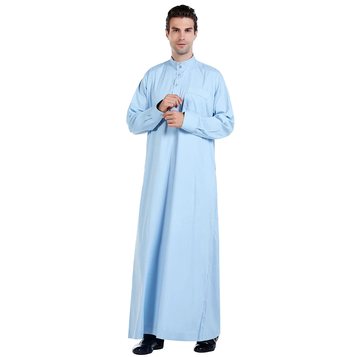 Muslim Men Jubba Thobe Islamic Clothing Ramadan Mens Abaya dress Long Robe Saudi Wear Musulman Caftan Jubah Dubai Arab Dressing