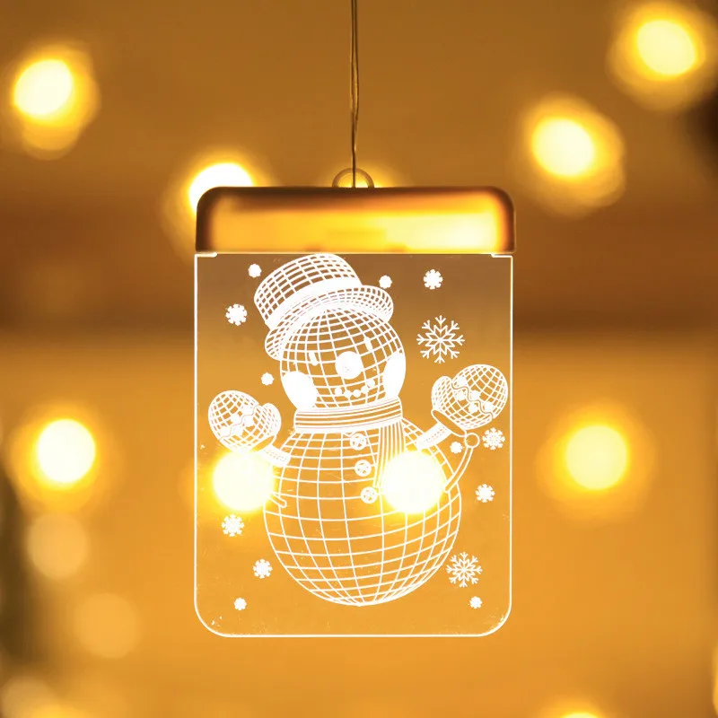Snowman Сказочные Рождественские огни с изображением снежного лося, Луны, Звездный колокол светодиодный декоративный свет, уличная домашняя гирлянда, праздничные, новогодние, вечерние, декоративные 3D лампы - Испускаемый цвет: Snowman