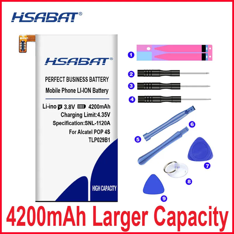 HSABAT 0 цикла 4200 мА/ч, TLp029B1 Батарея для Alcatel Pop 4S 5095 5095B 5095I 5095K 5095L 5095Y для TCL 550 Аккумулятор