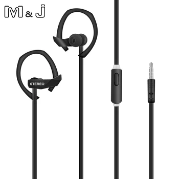 

M&J Original Sport Earphone Super Bass Headphones Sweatproof Running Headset with microphone EarHook For All Mobile Phone