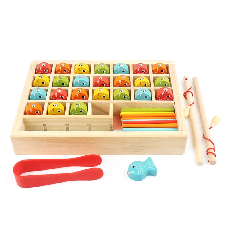 

Wooden Clip Beads netic Fishing Math Game Toys Color Sorting Number Counting Preschool Education for Children