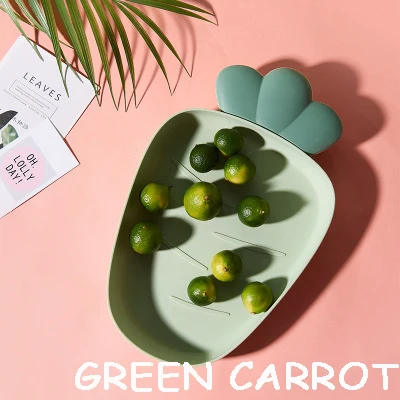 green carrot Пластиковый поднос в форме фруктов, поднос для еды, тарелка для десерта, корзины для фаст-фуда, ресторанная сервировка, блюдо для конфет, Рождественский ужин, домашняя посуда - Цвет: green carrot