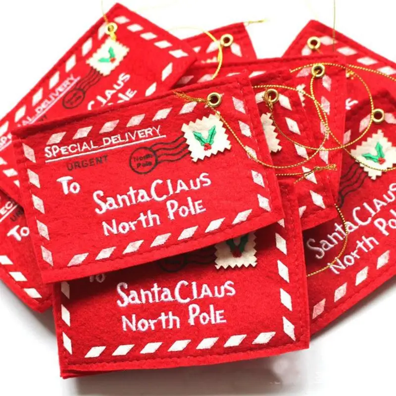Нетканая вышивка Рождественский кулон конверт Подарочные конфеты сумки Рождественские елки вечерние украшения